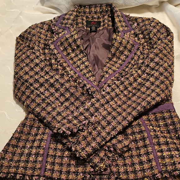 True Meaning Jackets & Blazers - True Meaning Multicolor Tweed Fringe Blazer Womans Large